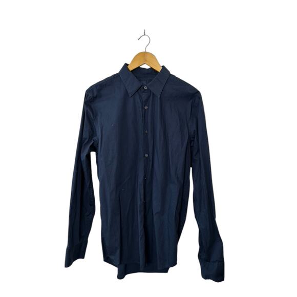 Gap Navy Blue Long Sleeve Button-Up Shirt Men's Size Large 100% Cotton - Picture 1 of 4